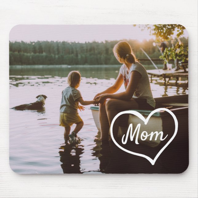 Heart Family Photo Script Custom Gift Mouse Pad (Front)