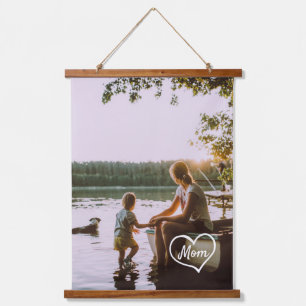 Heart Family Photo Script Custom Gift Panel Hanging Tapestry