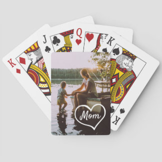 Heart Family Photo Script Custom Gift Playing Card