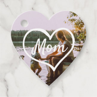 Heart Family Photo Script Custom Gift Tags