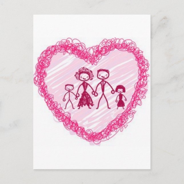 heart  family postcard (Front)