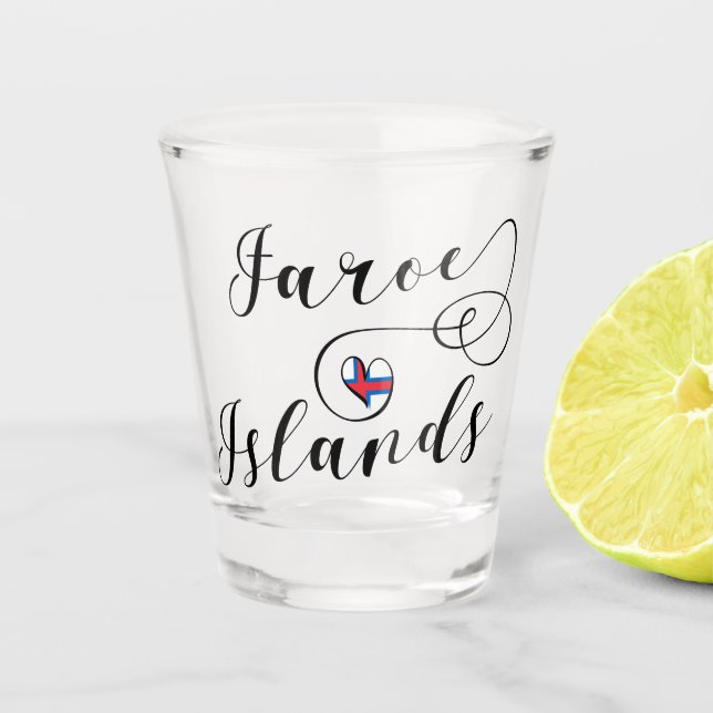 Heart Faroe Islands Flag, Faeroe Islands Shot Glass (Front)