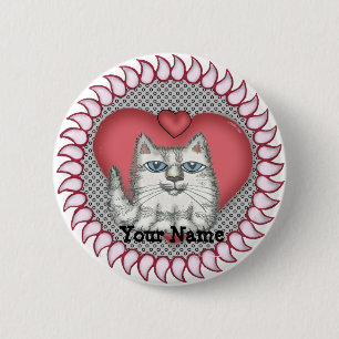 Heart Fat Cat  pin button
