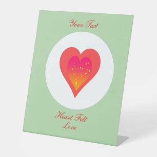 Heart Felt Love Triple Heart Shape Lt Green Pedestal Sign