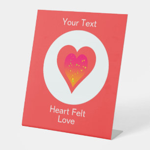 Heart Felt Love Triple Heart Shape Pedestal Sign