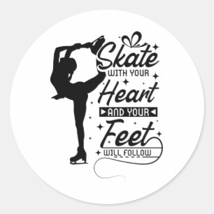 Heart Figure Skating Classic Round Sticker