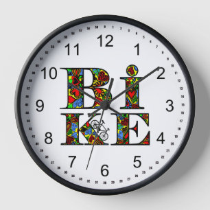 Heart Filled Bike Text Clock