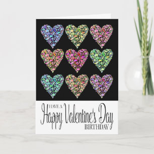 Heart Filled Happy Valentine's Day Birthday Card