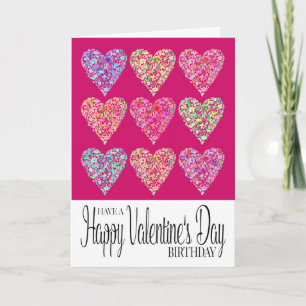 Heart Filled Happy Valentine's Day Birthday Card