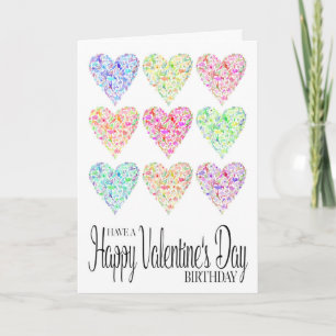 Heart Filled Happy Valentine's Day Birthday Card
