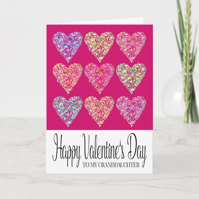 Heart Filled Happy Valentine's Day Granddaughter Card (Front)