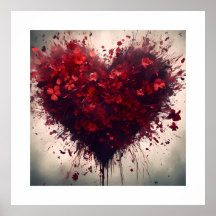 Heart Filled with Bursting Red Flowers