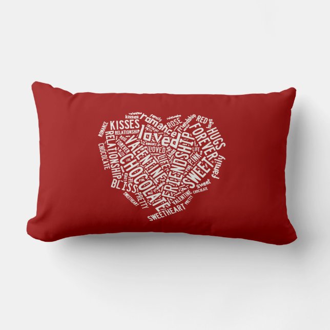 Heart Filled Words Lumbar Cushion (Front)