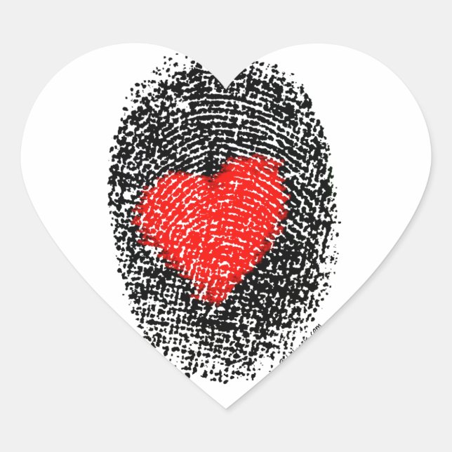 Heart Fingerprint Love Sticker Heart Shaped (Front)