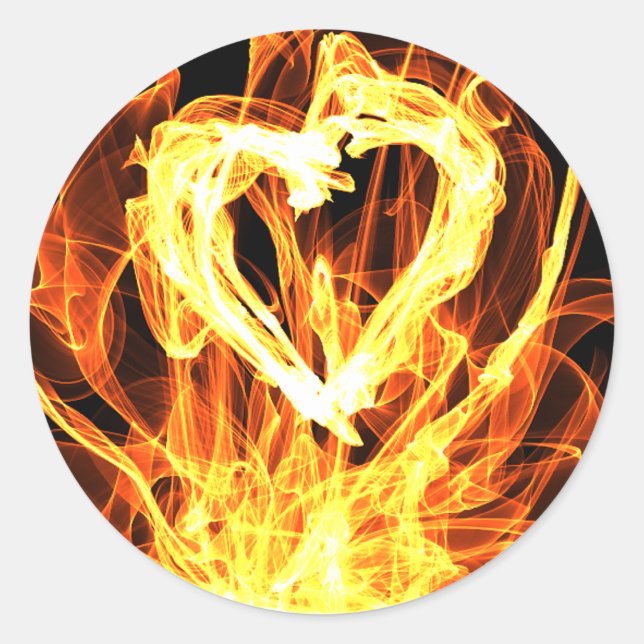 Heart Fire Classic Round Sticker (Front)