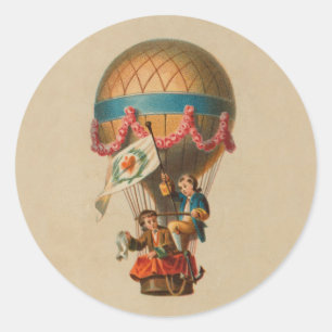 Heart Flag Hot Air Balloon Classic Round Sticker