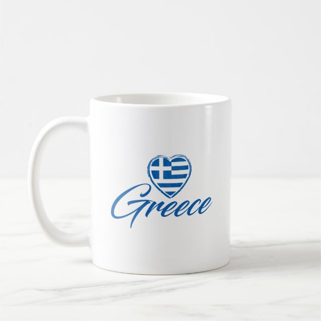 Heart Flag Of Greece Coffee Mug (Left)