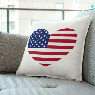 Heart Flag USA Pillow