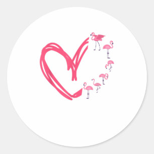 Heart Flamingo TShirt Classic Round Sticker