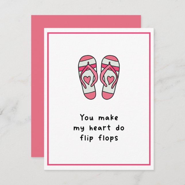 Heart Flip Flops Cute Pink Valentines Day Holiday Card (Front/Back)