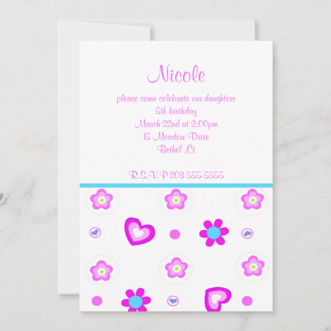 heart floral birthday invitation (Front)