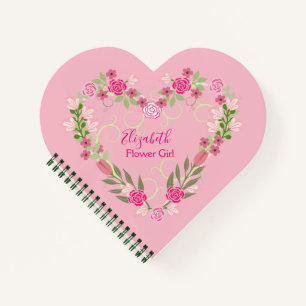 Heart Floral Flower girl Favour Notebook