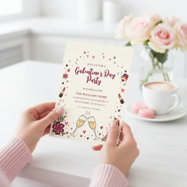 Heart Floral Galentine’s Party Invitation (Creator Uploaded)