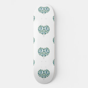Heart Floral Pattern Skateboard