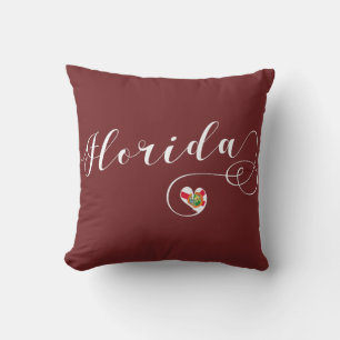 Heart Florida Pillow, Miami Floridian Cushion