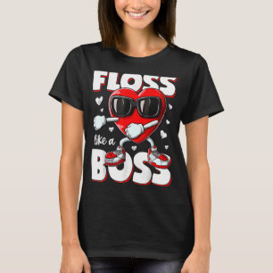 Heart Floss Like A Boss Valentines Day Boys Kids F T-Shirt