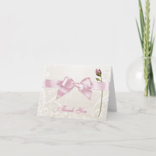 Heart Flourish Pink Thank You Card
