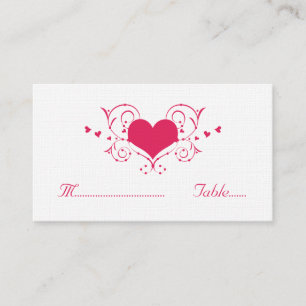 Heart Flourish Place Card, Dark Pink Place Card