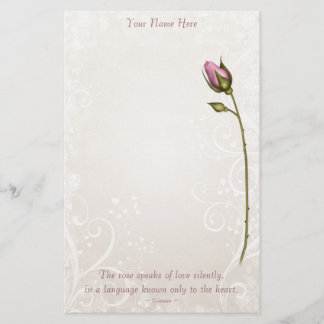 Heart Flourish Rose Stationery