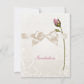 Heart Flourish Rose Wedding Invitation