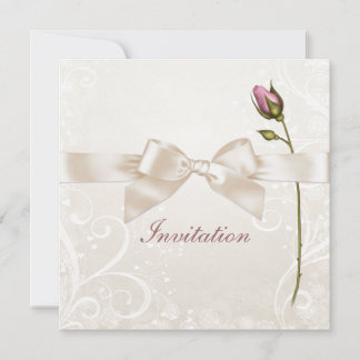 Heart Flourish Rose Wedding Invitation