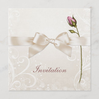 Heart Flourish Rose Wedding Invitation