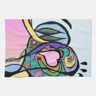 Heart flow Modern art Tea Towel