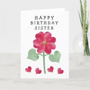 Heart Flower Happy Birthday Pink  Holiday Card