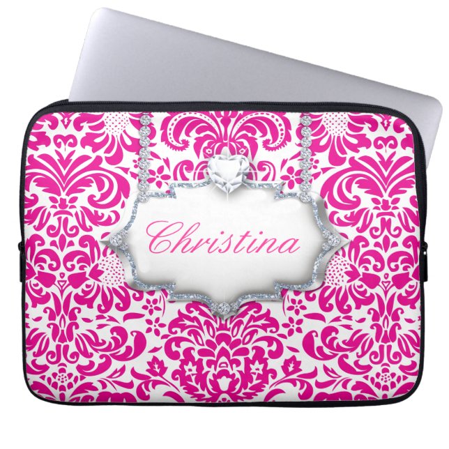 Heart Flower Laptop Case Cool Monogram Modern (Front)