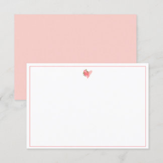 Heart Flower Monogrammed Pink Note Invitation