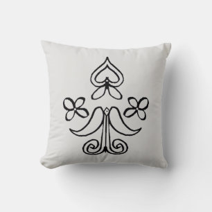 Heart Flower Motif Pattern Throw Pillow