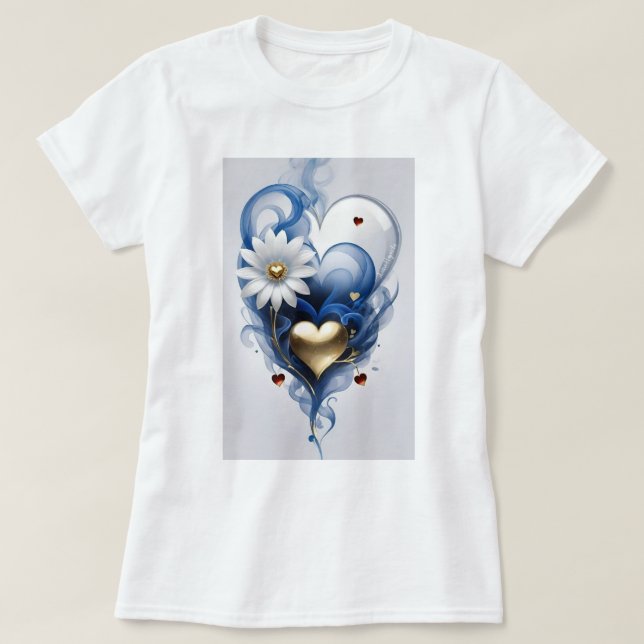 Heart & Flower Print Women’s T-Shirt – Stylish & C (Design Front)