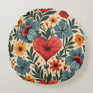Heart&Flower Round Cushion