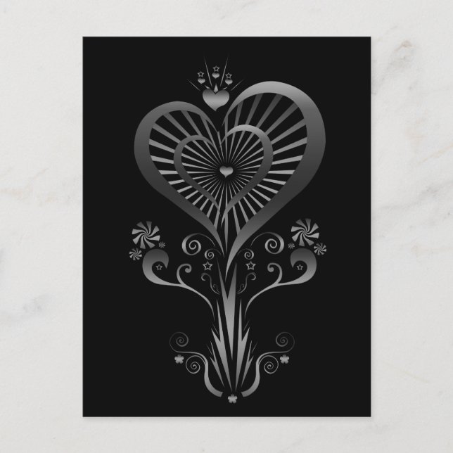 Heart Flower - Silver Postcard (Front)