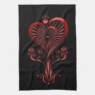 Heart Flower Tea Towel