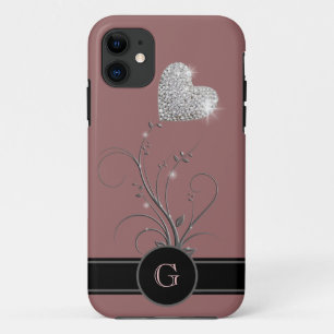 heart flower to add name initial iPhone 11 case