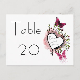 Heart, flowers and butterflies Table Number Card