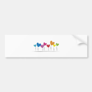 heart flowers bumper sticker