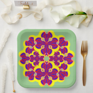Heart Flowers by Kenneth Yoncich Paper Plate