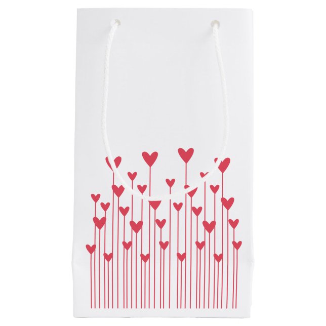 Heart Flowers Gift Bag - Red (Front)
